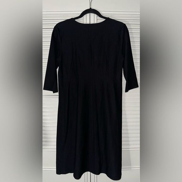 Eileen Fisher A-Line Minimalist Lagenlook Deep V-Neck 3/4 Sleeve‎ Dress Size S - Picture 3 of 9